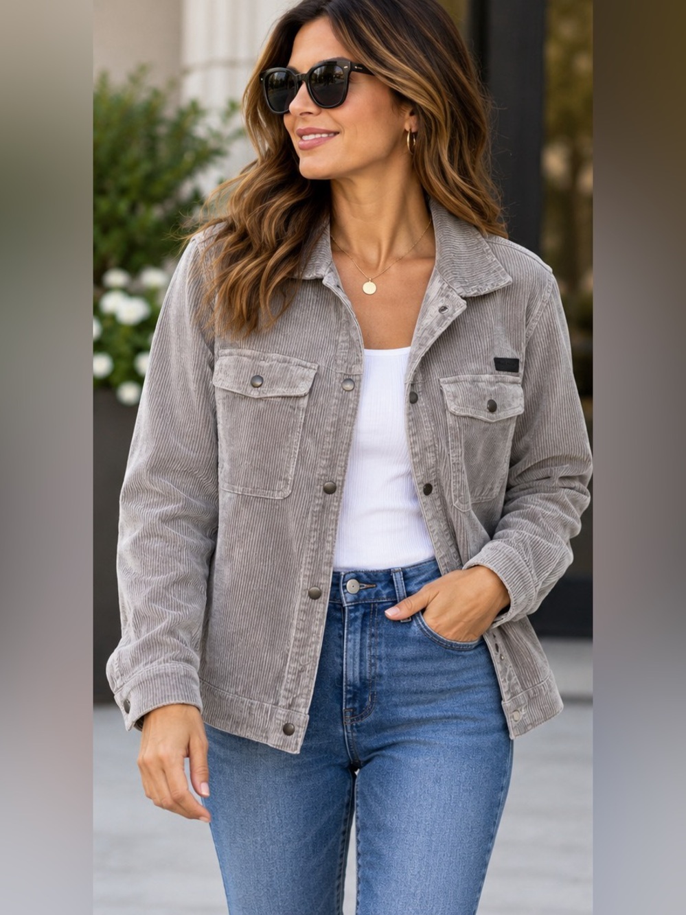 Gray AllSaints corduroy jacket Sz M